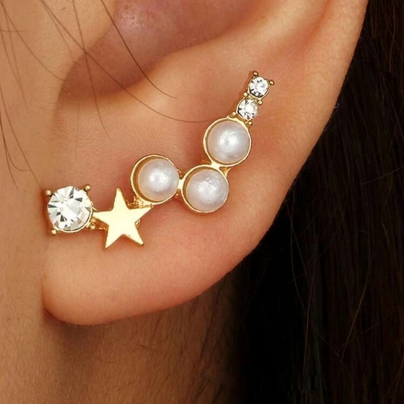 *Tia* Stars and Pearl Earrings - Picture 2 of 4